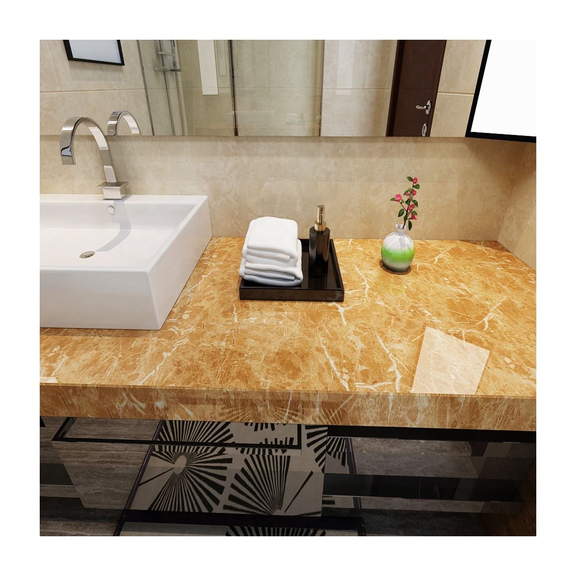 Marbled waterproof and moisture-proof PVC wall coating home decoration living room hotel toilet self-adhesive wallpaper
