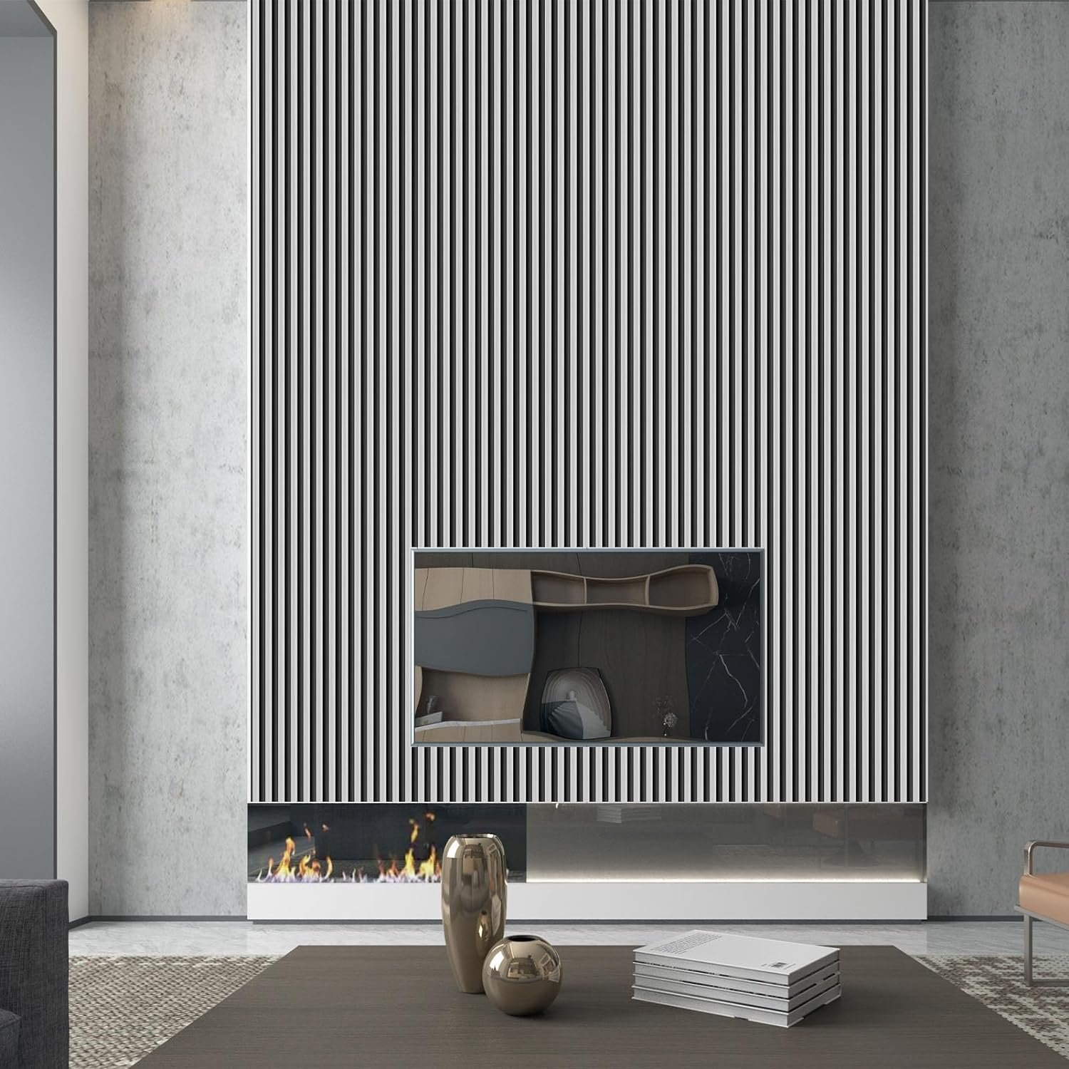 ORON Removable Wallpaper Peel and Stick Self Adhesive Film Wooden Slat Wallpaper Decorative Vinyl for Wall Cabinets