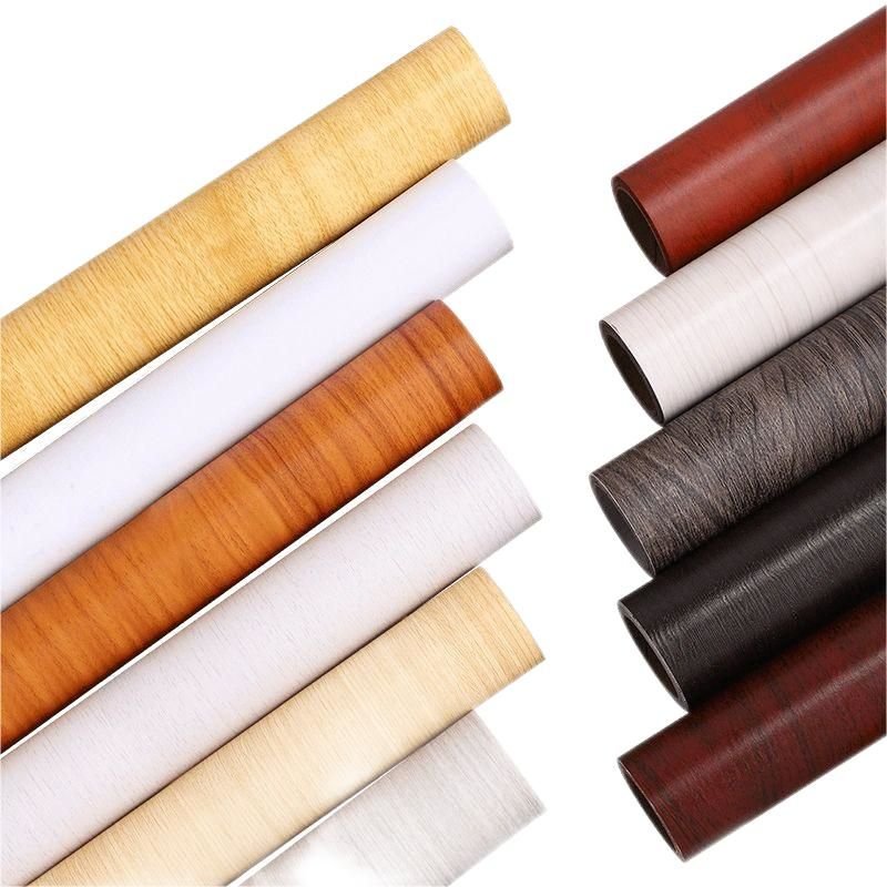 DUUEIHHUER Self-Adhesive PVC Wall Sticker Waterproof Wood Grain Wallpaper for Kitchen Hotel Furniture Renovation Vinyl Wallpaper