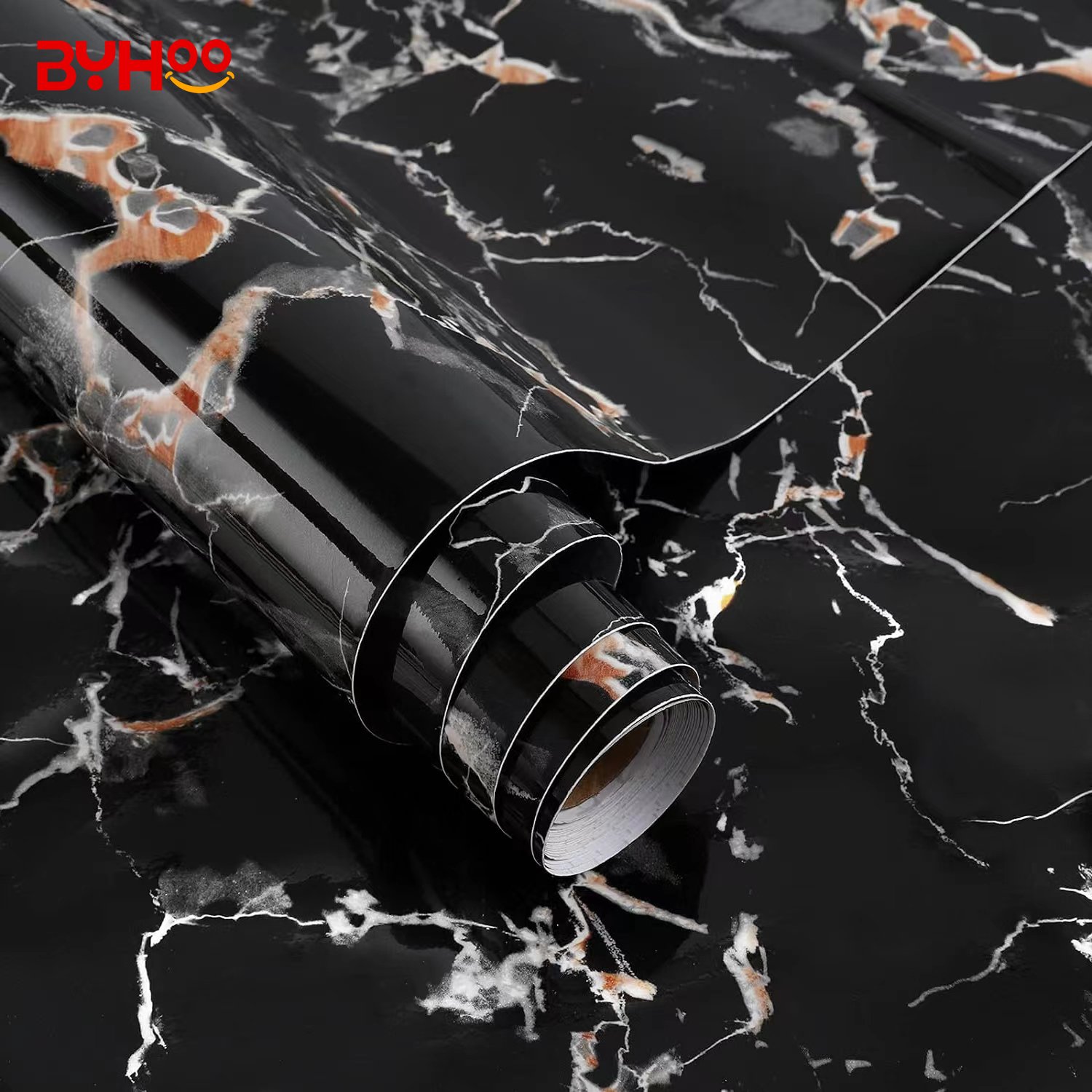 Removable black marble sticker PVC wallpaper self-adhesive waterproof marble wallpaper kitchen countertop