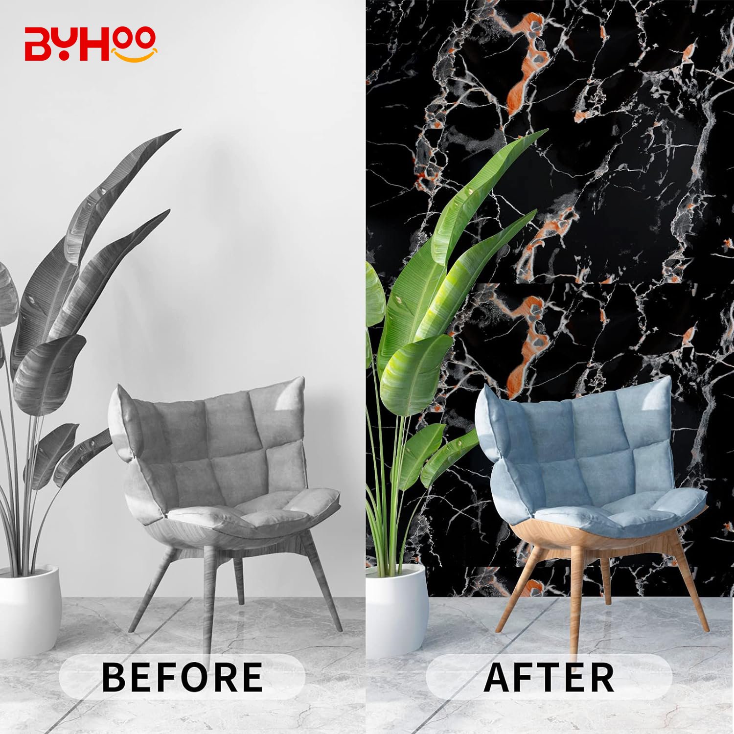 Removable black marble sticker PVC wallpaper self-adhesive waterproof marble wallpaper kitchen countertop