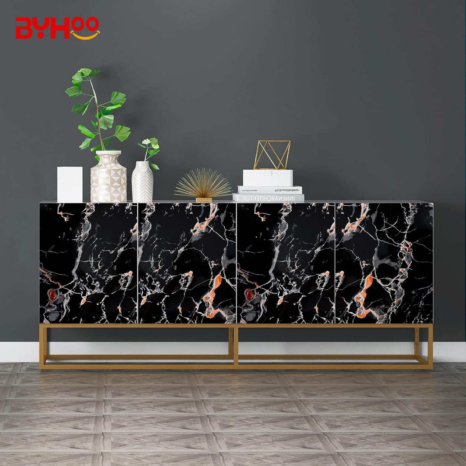 Removable black marble sticker PVC wallpaper self-adhesive waterproof marble wallpaper kitchen countertop