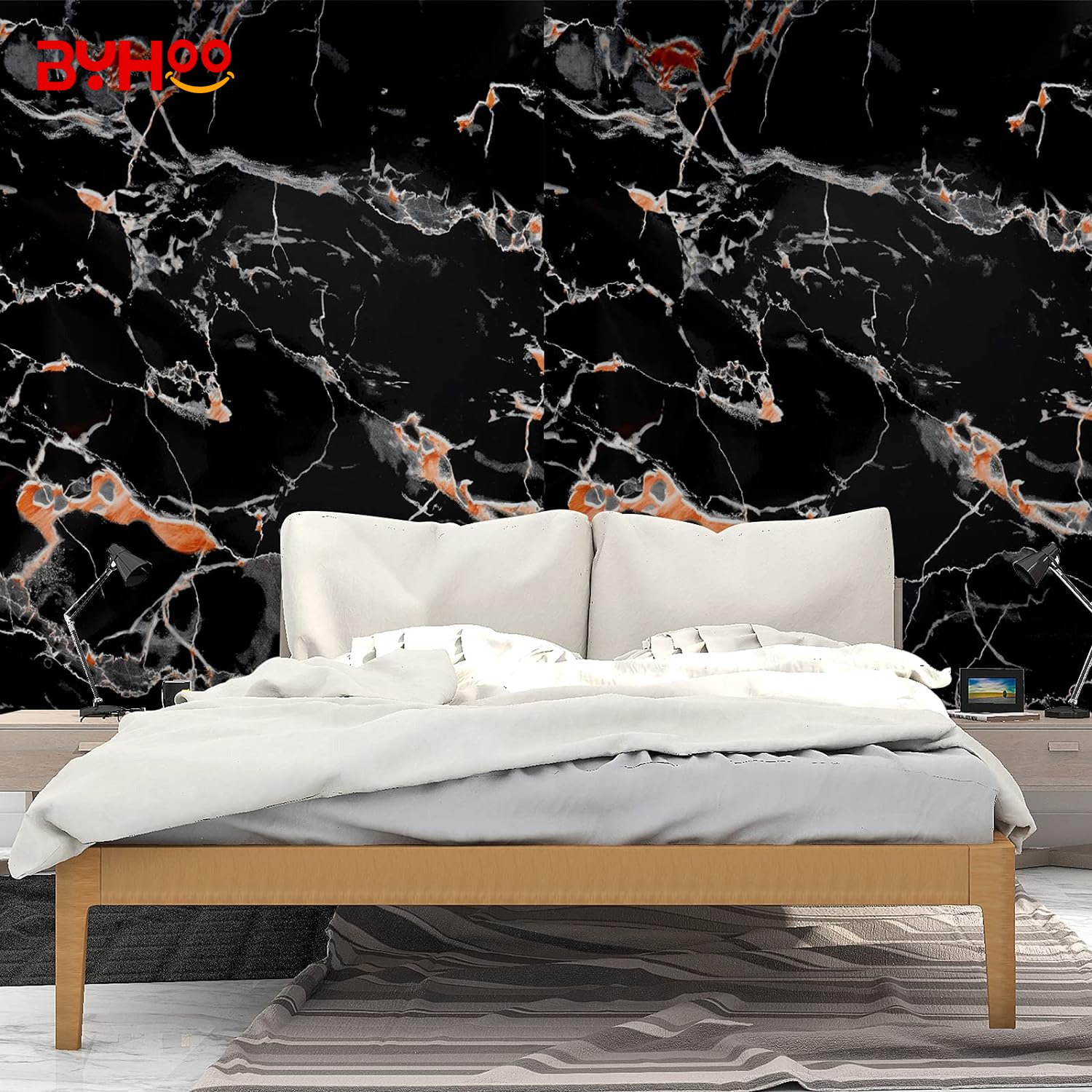 Removable black marble sticker PVC wallpaper self-adhesive waterproof marble wallpaper kitchen countertop
