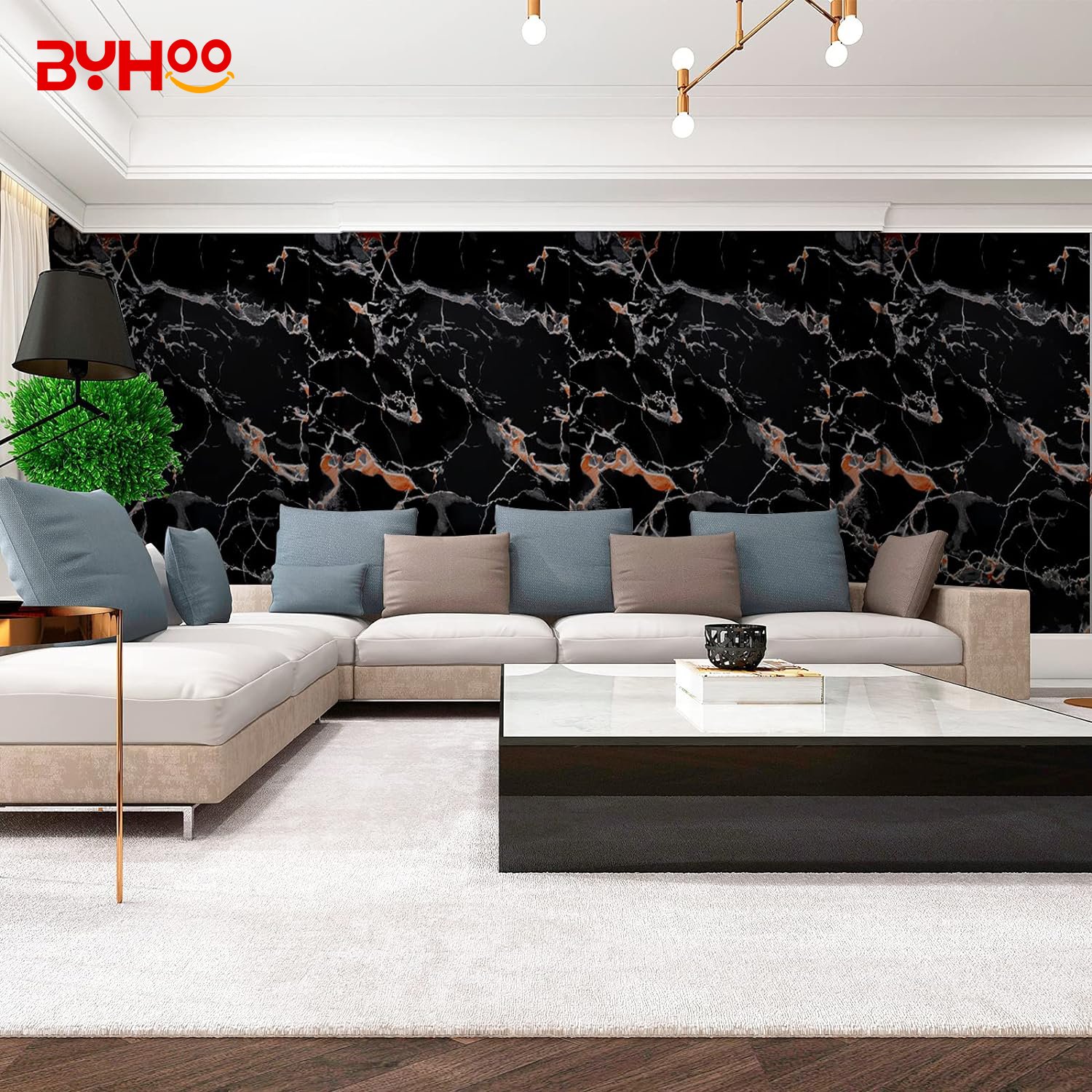 Removable black marble sticker PVC wallpaper self-adhesive waterproof marble wallpaper kitchen countertop