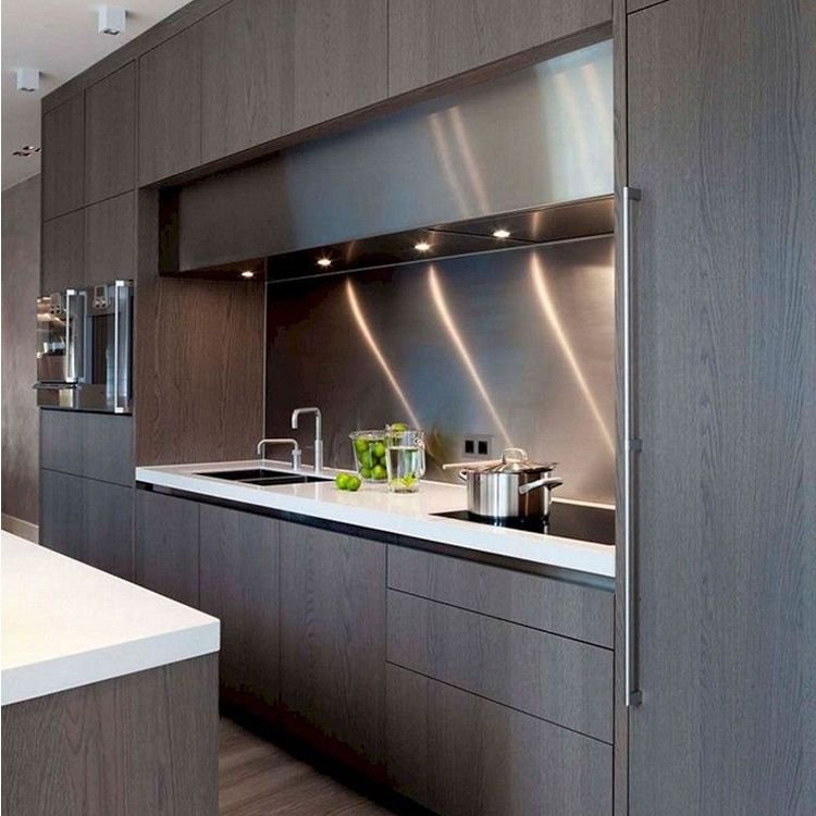 American Classical Style High Quality Espresso Solid Wood Kitchen Cabinet Design