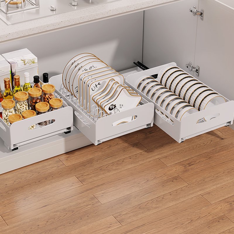 Good Quality Top Kitchen Dish Rack Multifunctional Drawer Organizer Rack Bowl And Plate Draining Pull-Out Basket