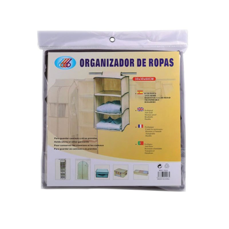 Non-woven Space Saving Collapsible Shelves Hanging Closet Organizer with Drawers on wall