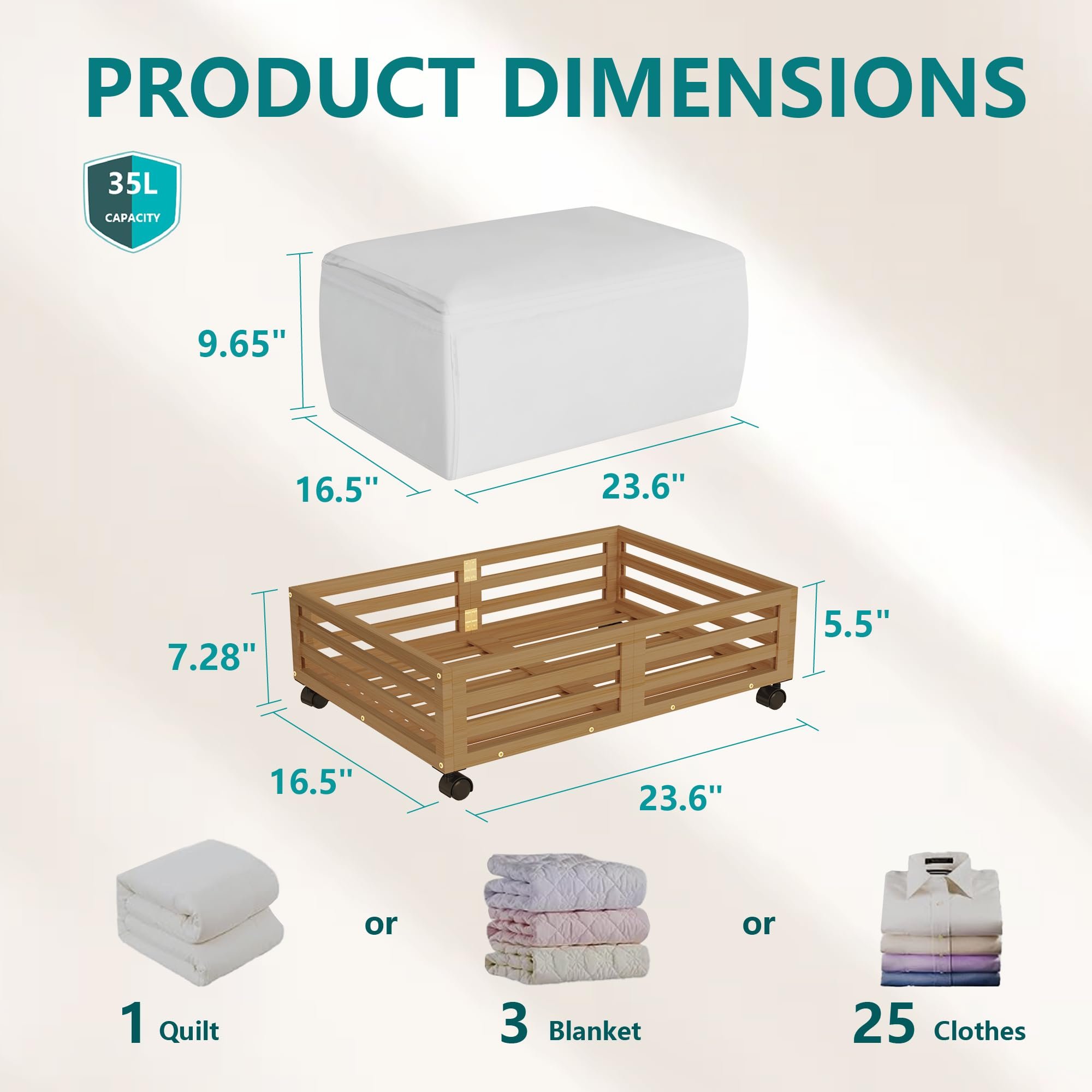 Wholesale Walnut Wooden Under Bed Storage Container with Wheel,Wooden Large Capacity Underbed Storage Organizer,Wood Storage Box