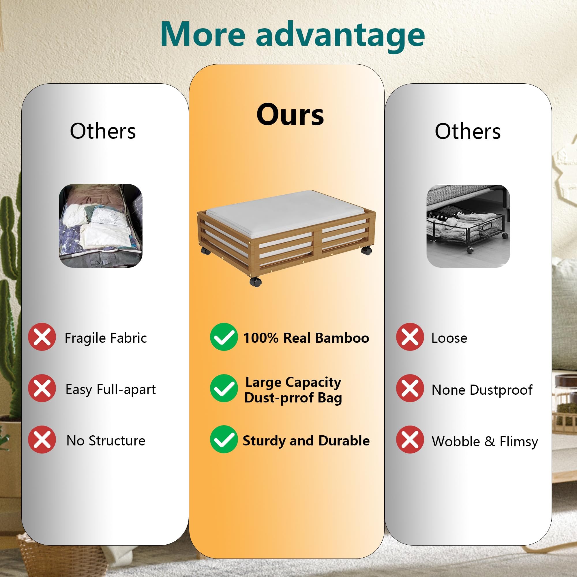 Wholesale Walnut Wooden Under Bed Storage Container with Wheel,Wooden Large Capacity Underbed Storage Organizer,Wood Storage Box
