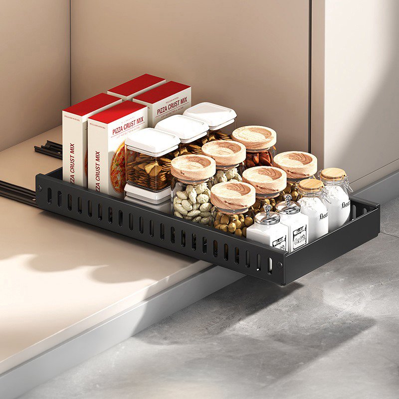 Kitchen Pull-Out Basket Drawer Storage Rack Single Layer Sliding Under Cabinet Organizer Spice Rack