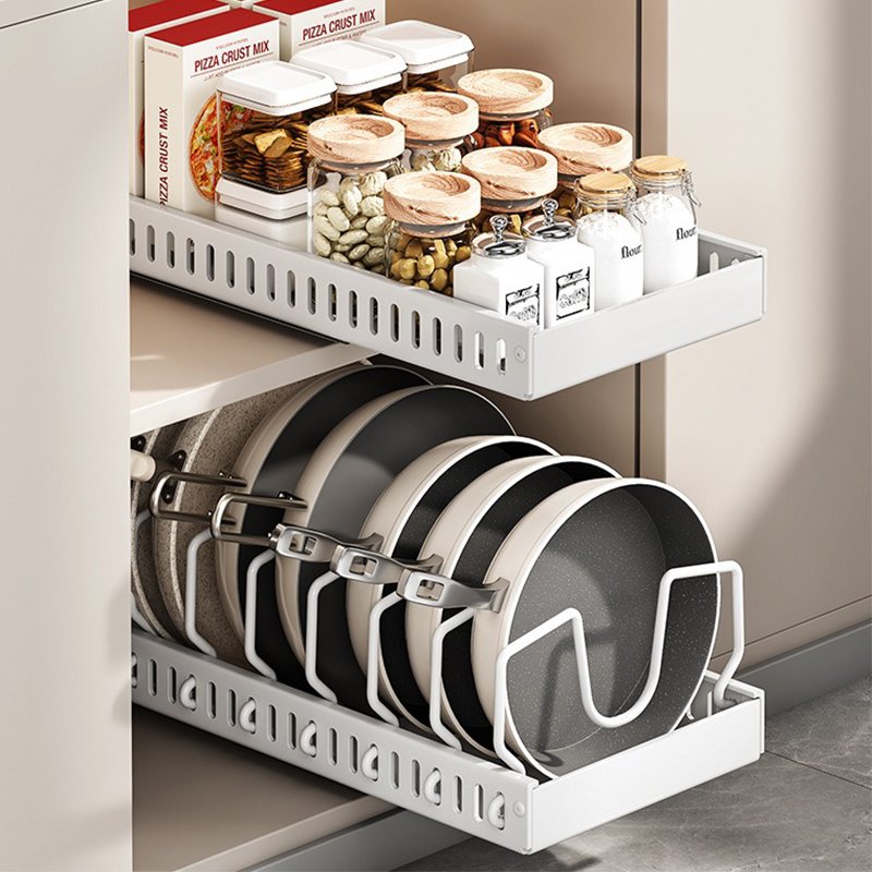Kitchen Pull-Out Basket Drawer Storage Rack Single Layer Sliding Under Cabinet Organizer Spice Rack