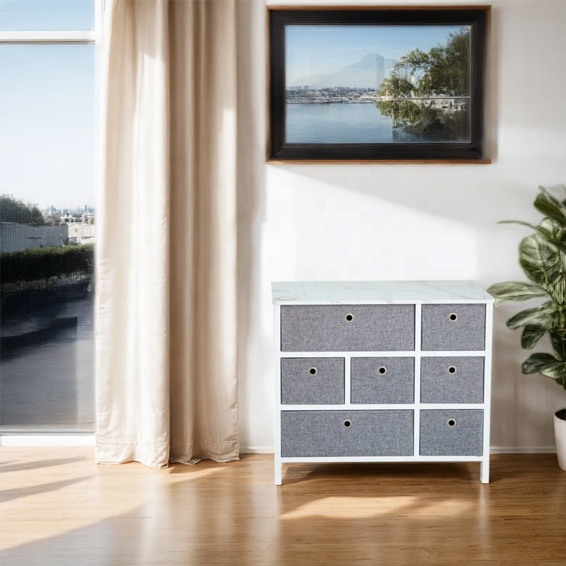 7 Drawer Foldable Minimalist Dresser Storage Tower for Bedroom Living Room Farmhouse Entry Home Bar or Apartment