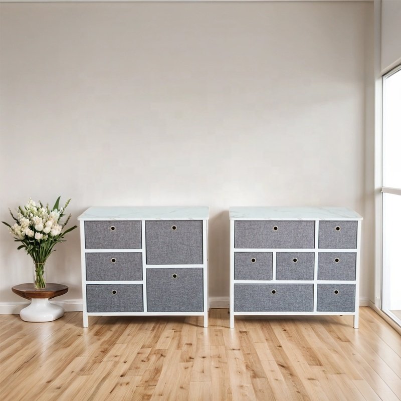 7 Drawer Foldable Minimalist Dresser Storage Tower for Bedroom Living Room Farmhouse Entry Home Bar or Apartment