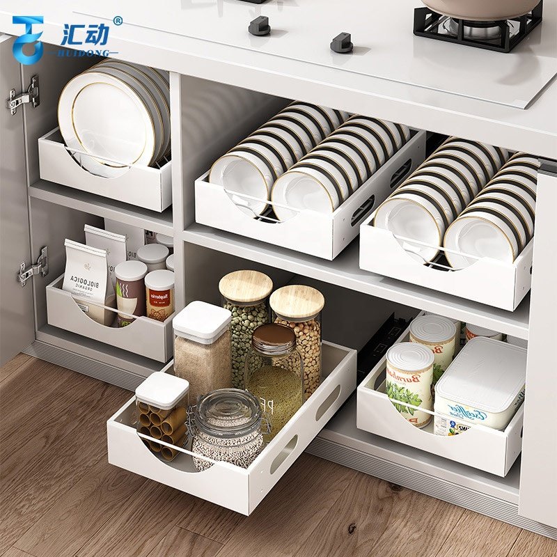 Kitchen Bowl plates Organizer shelf dinnerware trays cup Multifunctional Tableware Kitchenware drawer pull basket storage rack