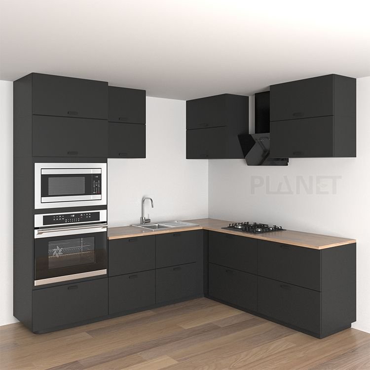 China Popular Small Kitchen Design Modern Kitchenette Set Melamine Kitchen Cabinet Cheap