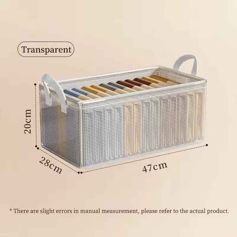 2024 Latest Thickened PVC Plastic Storage Bins for Clothing Shoes Toys Drawer Organizer Foldable Storage Box Basket with Handle