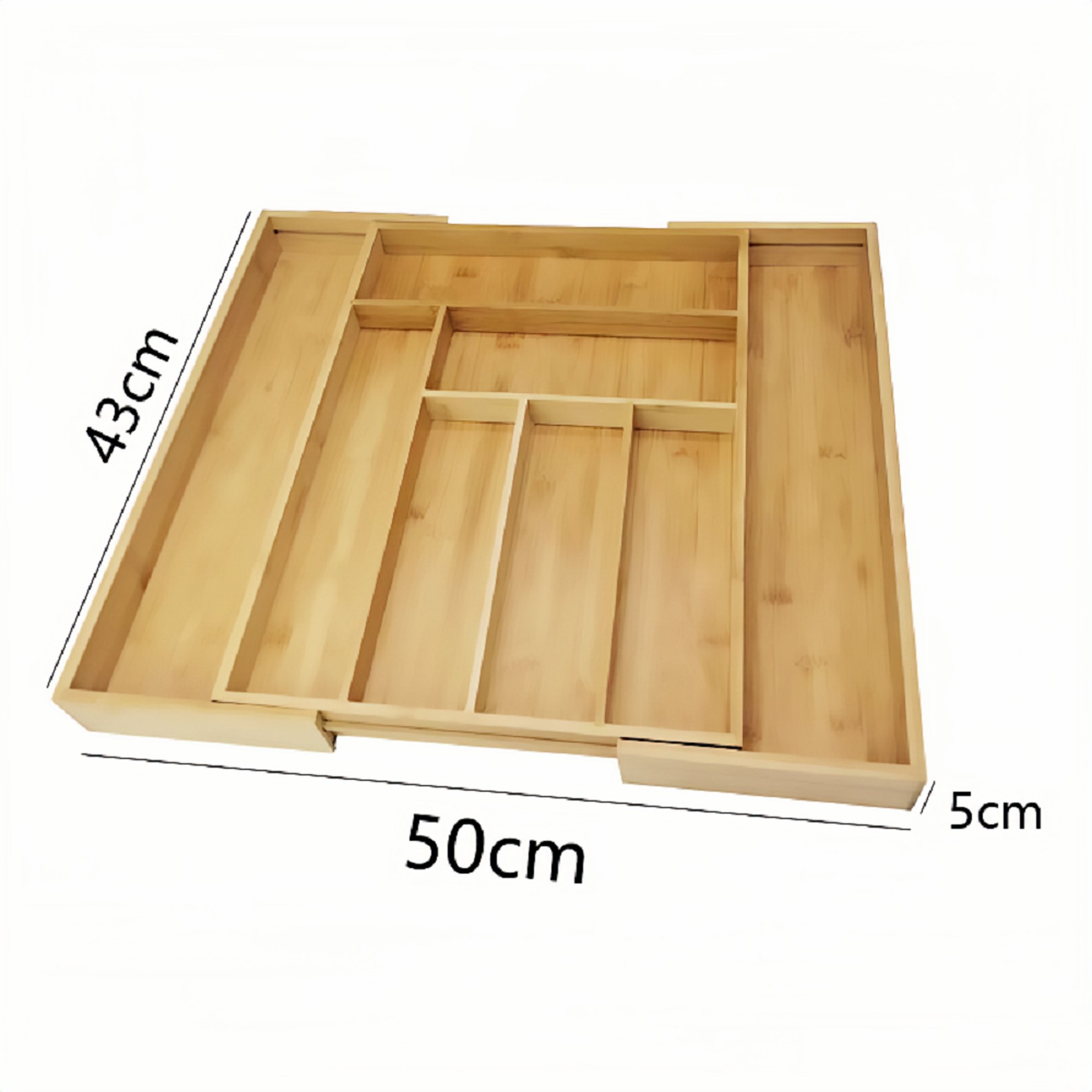 Bamboo Expandable Drawer Organizer, Multipurpose Storage Container, Adjustable Silverware Kitchen Utensil Organizer Box Double