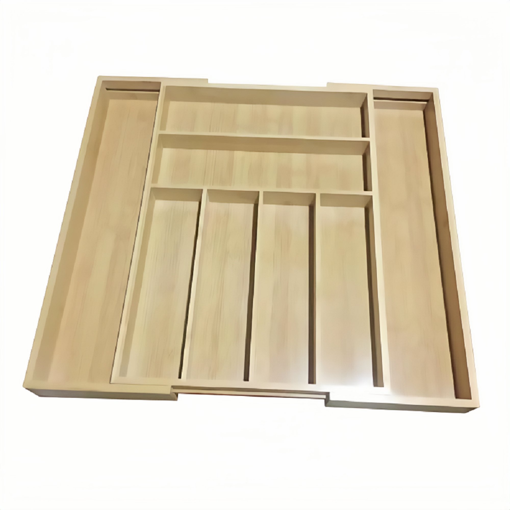 Bamboo Expandable Drawer Organizer, Multipurpose Storage Container, Adjustable Silverware Kitchen Utensil Organizer Box Double