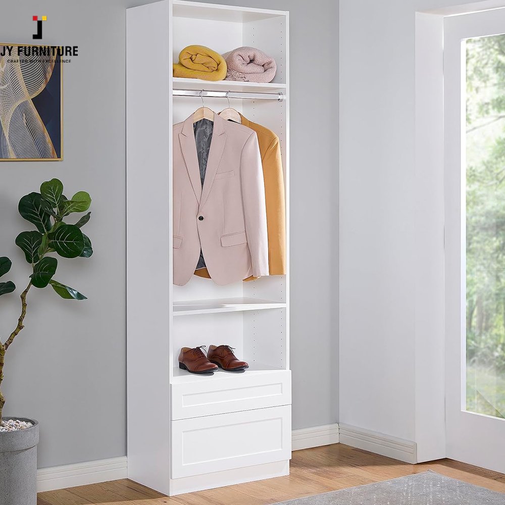 JY Modern Freestanding Hardwood Wardrobe Closet with Shelves Vietnamese Furniture for Bedroom & Hotel from Viet Nam