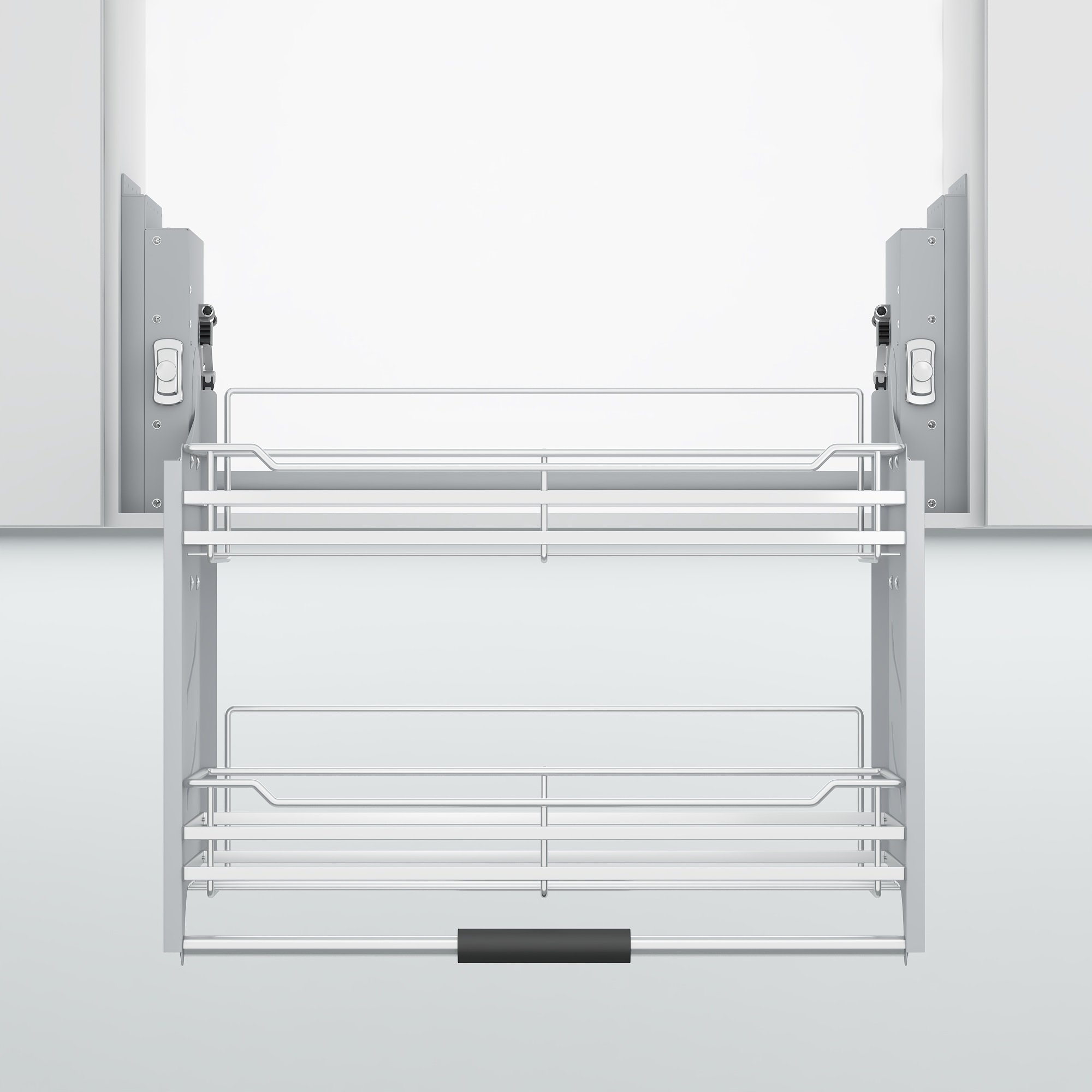 WELLMAX Kitchen Wall Cabinet Pull Down Basket Kitchen Storage Shelf Lift Basket Organizer