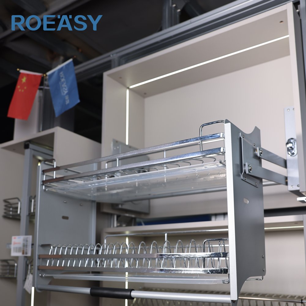 ROEASY Kitchen Drawers Sliding Basket Organizer Cupboard Lifter Kitchen Elevator Pull Basket