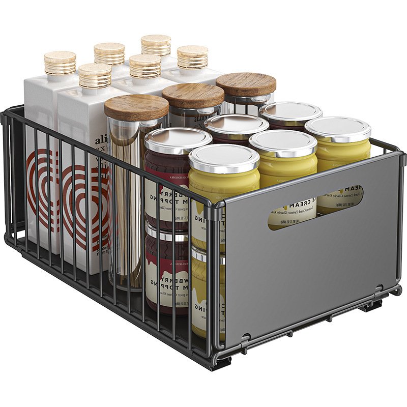 Cabinet Built-in Pull-out Basket Multifunctional Pull-out Snack Storage Rack Home Kitchen Sink Under the Rack without Punching