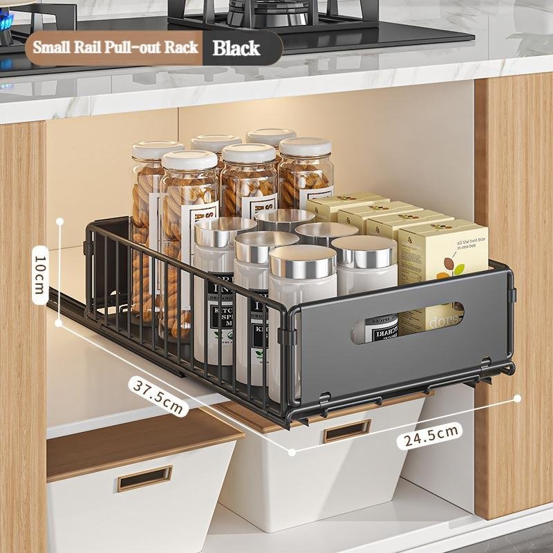 Cabinet Built-in Pull-out Basket Multifunctional Pull-out Snack Storage Rack Home Kitchen Sink Under the Rack without Punching