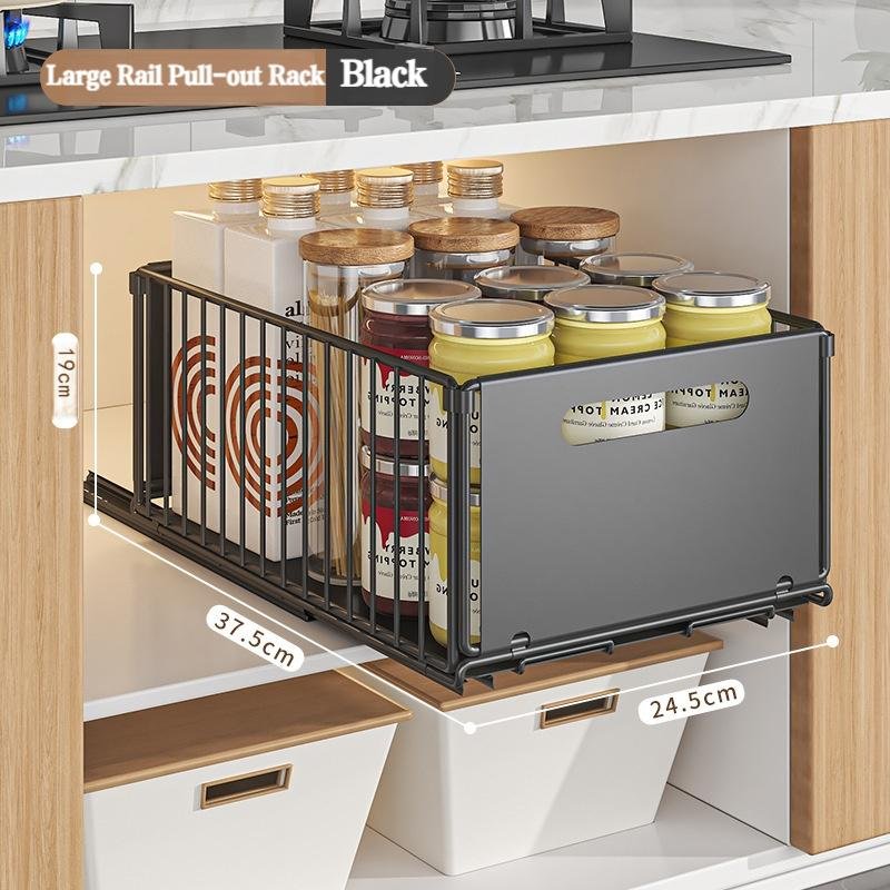 Cabinet Built-in Pull-out Basket Multifunctional Pull-out Snack Storage Rack Home Kitchen Sink Under the Rack without Punching
