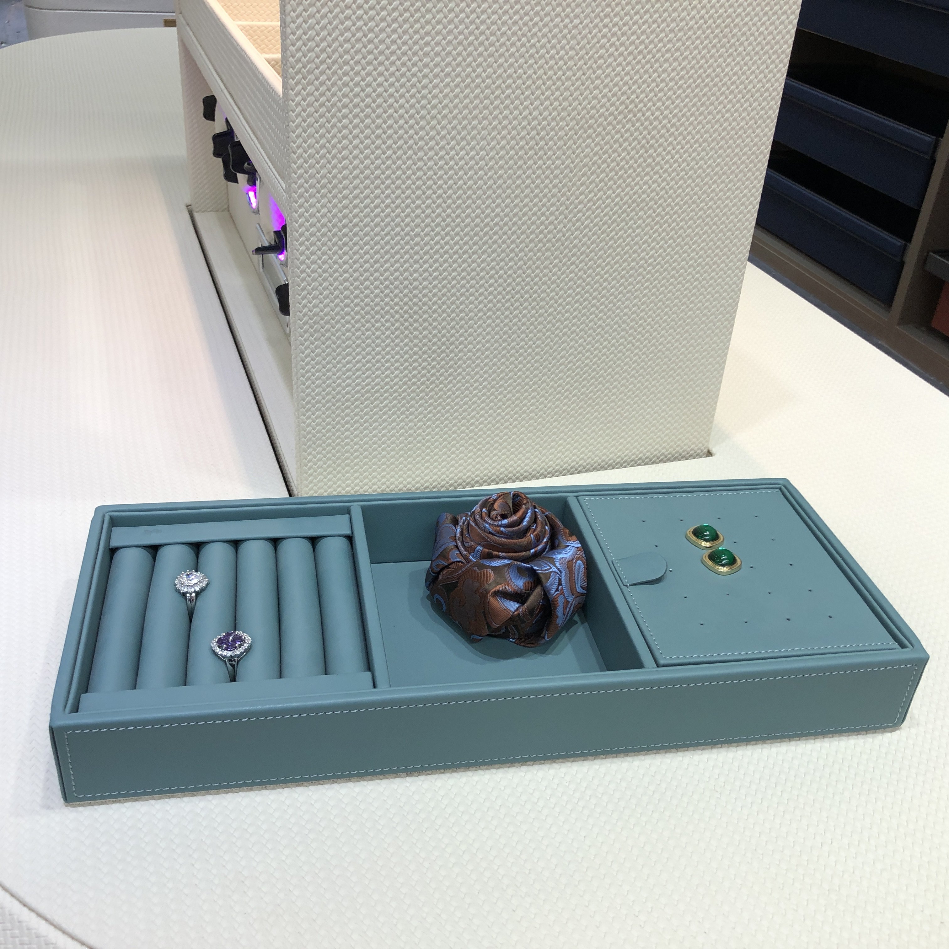Luxury Wardrobe Bedroom Furniture Leather Drawer Jewelry Box&Sliding Jewelry Box