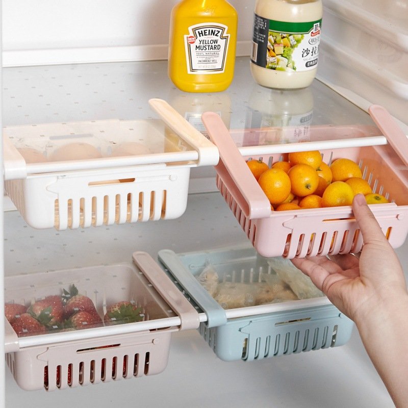 Adjustable refrigerator storage box kitchen storage rack kitchen accessories drain basket with drawer
