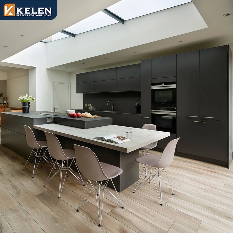 KELEN 2024 Black Modern kitchen design Full Set Home Kitchen Designs Cabinets For Kitchen Modern Made in China