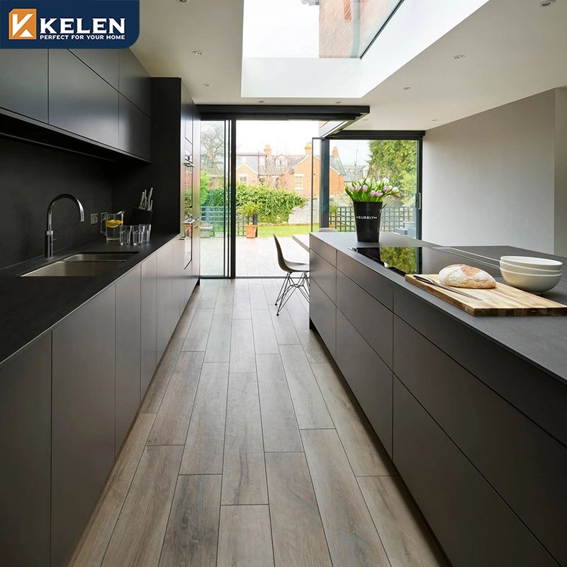 KELEN 2024 Black Modern kitchen design Full Set Home Kitchen Designs Cabinets For Kitchen Modern Made in China
