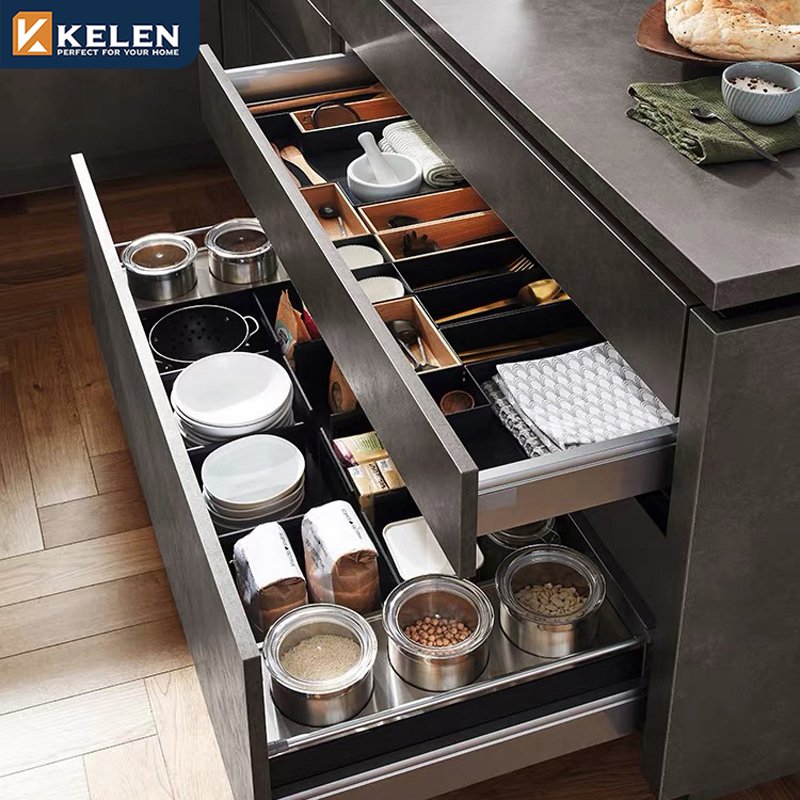 KELEN 2024 Black Modern kitchen design Full Set Home Kitchen Designs Cabinets For Kitchen Modern Made in China