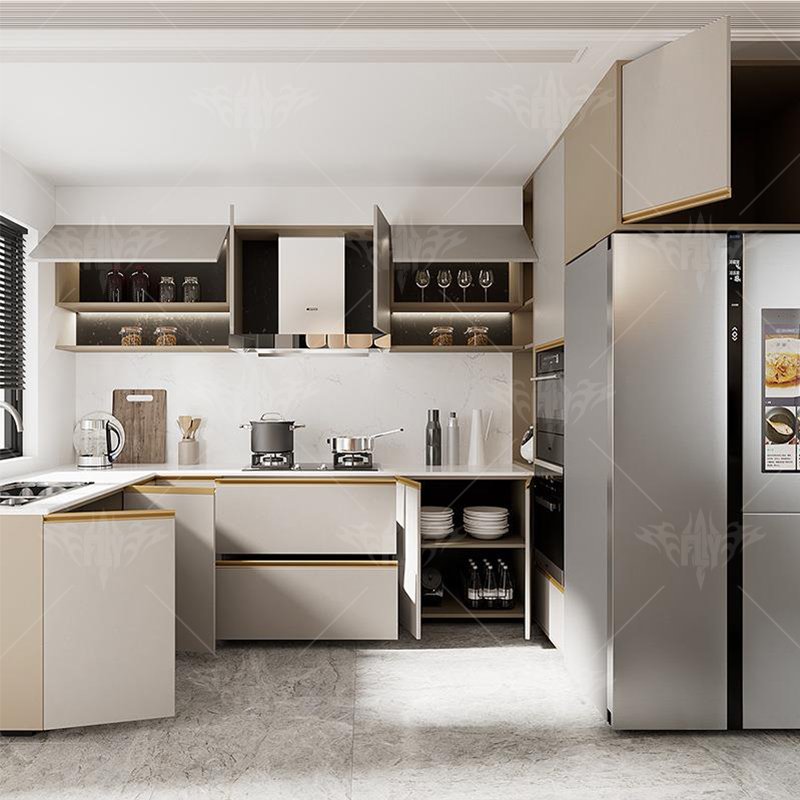 Home Luxury Furniture Classic Design French Style Real Timber Solid Wood Kitchen Cabinet Carcase Marble White Accessories