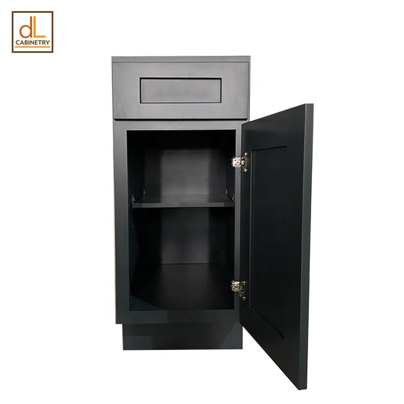 US Warehouse Direct Delivery American Market Modern Style Solid Wood Grey Colored Paint Kitchen Base Storage Cabinets Stock