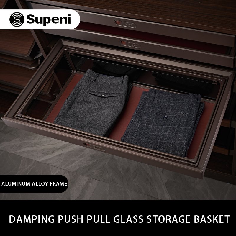 China Baskets Supplier Fashion Modern Leather Storage Basket Pull Out Clothes Metal Basket