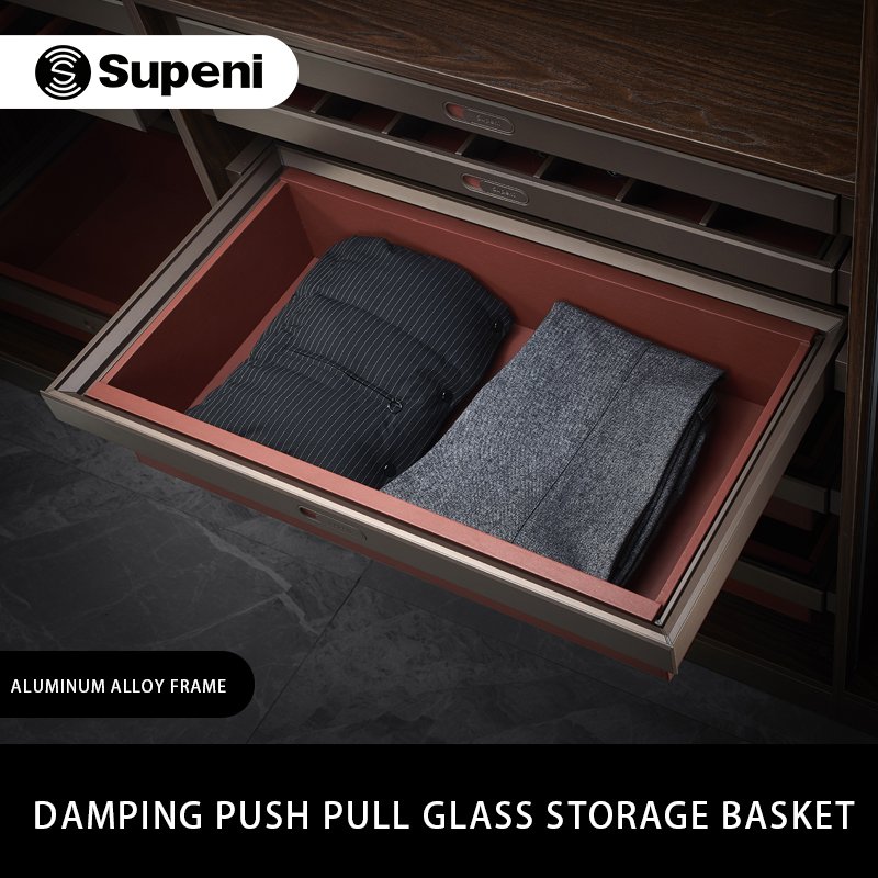 China Baskets Supplier Fashion Modern Leather Storage Basket Pull Out Clothes Metal Basket