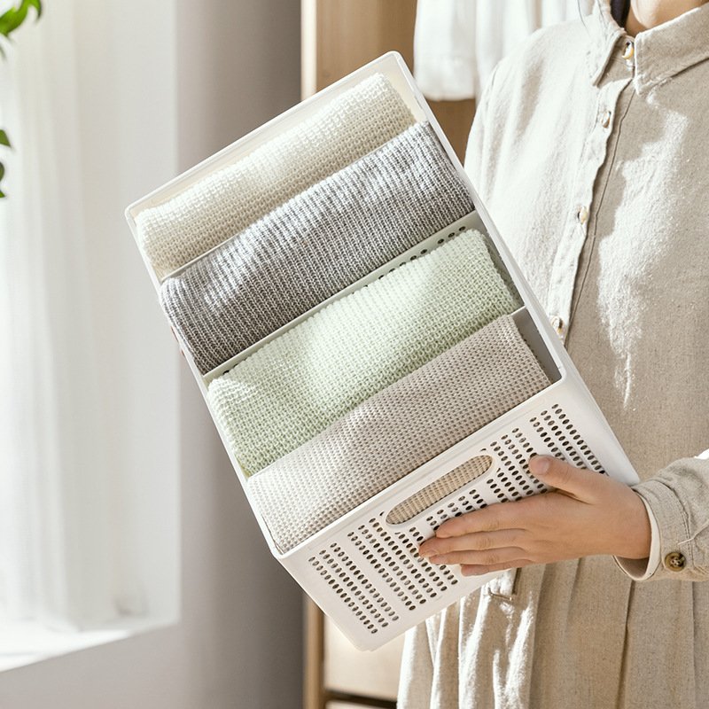 Clothes pants drawer storage box foldable household plastic sorting box underwear socks compartment storage basket