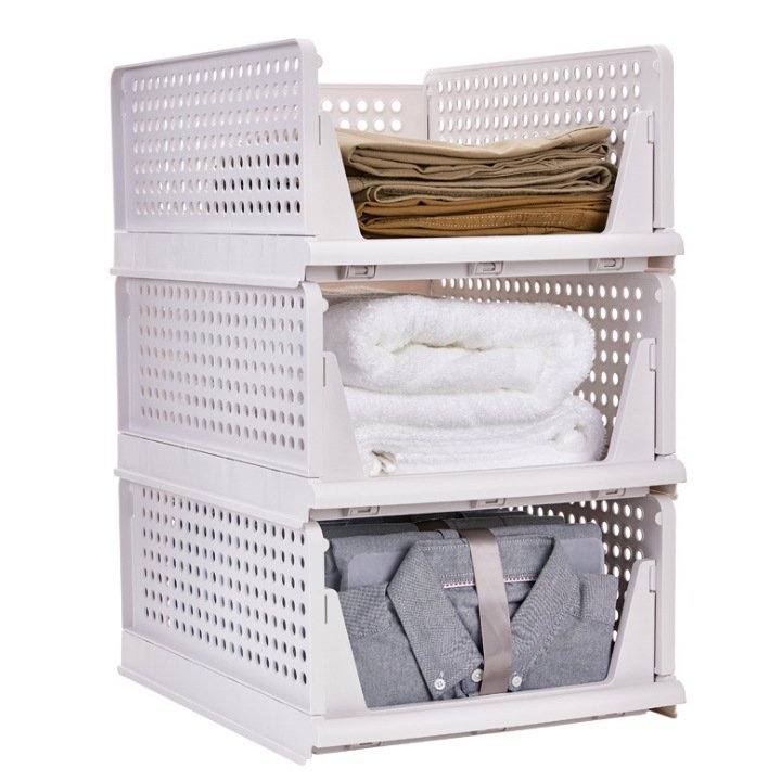 Wardrobe Layered Partition Pull Foldable Cloth Chest of Storage Bins Storage Drawer Box Clothing Minimalist Stackable Plastic