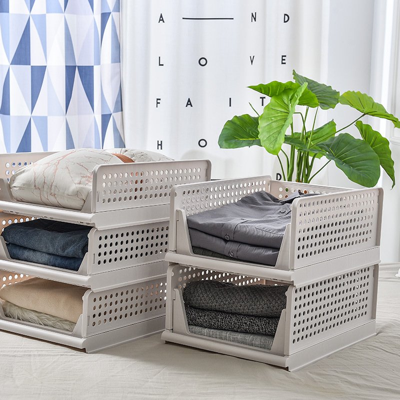 Wardrobe Layered Partition Pull Foldable Cloth Chest of Storage Bins Storage Drawer Box Clothing Minimalist Stackable Plastic