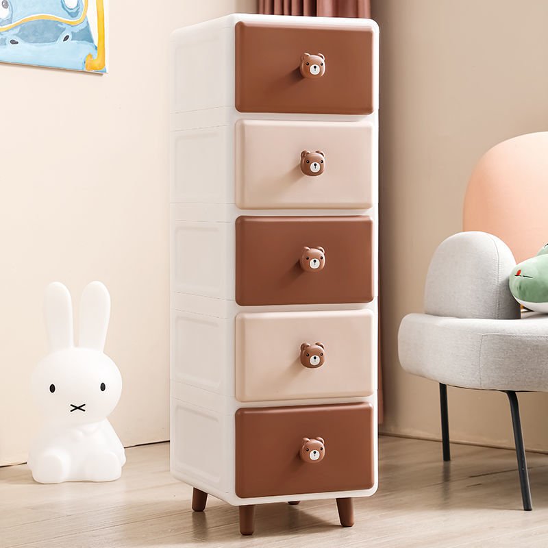 Cartoon storage cabinet drawer type plastic children's wardrobe baby locker multi-layer arrangement rack storage cabinet