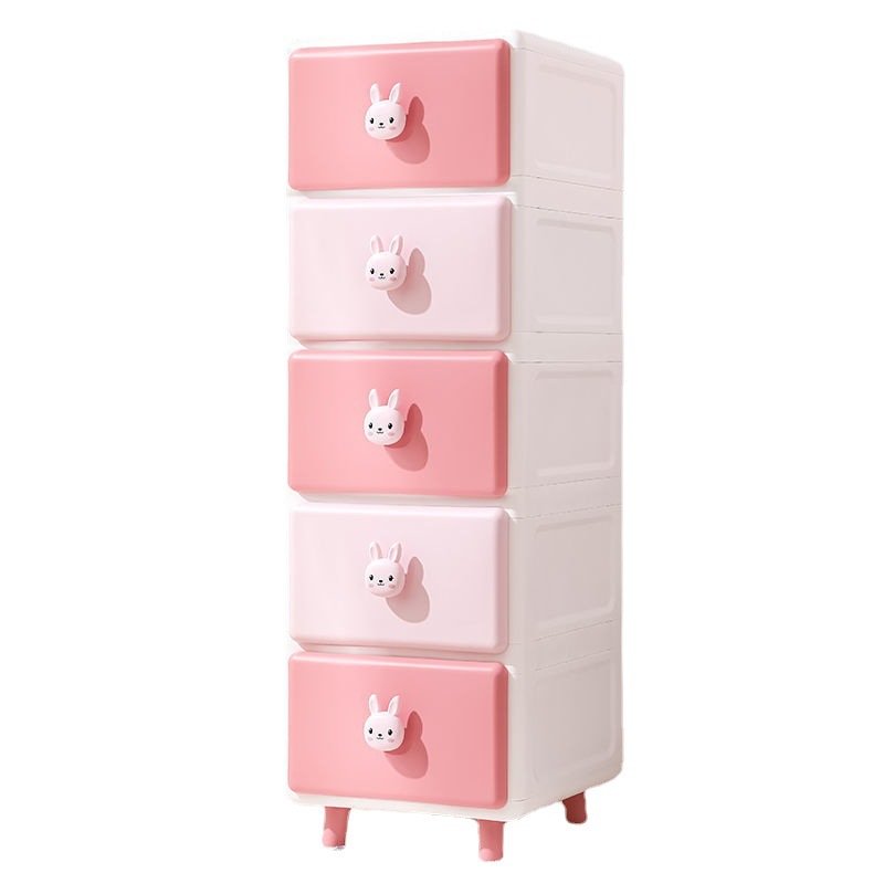 Cartoon storage cabinet drawer type plastic children's wardrobe baby locker multi-layer arrangement rack storage cabinet