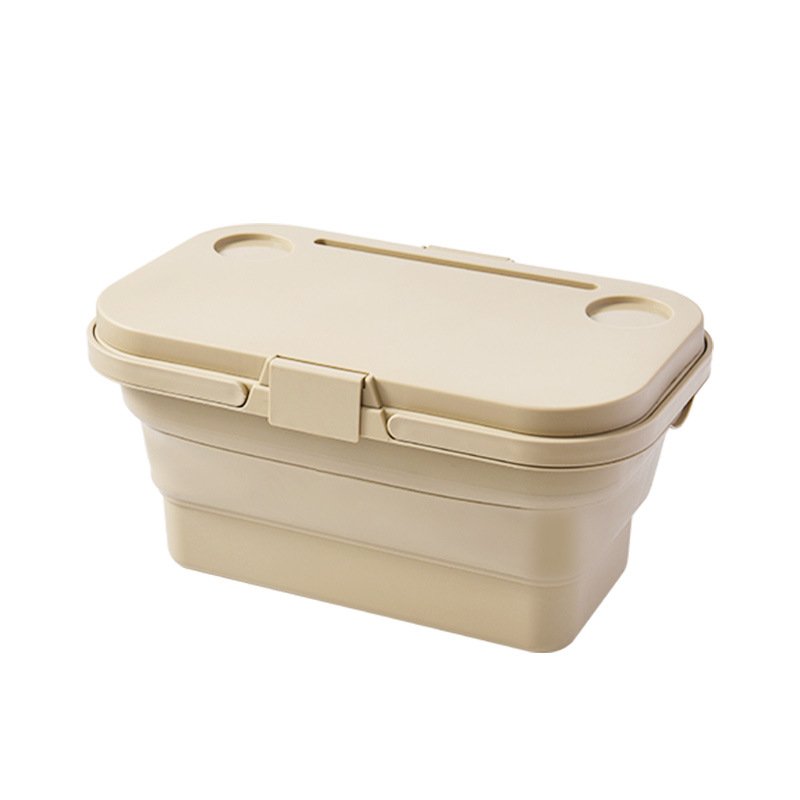 Outdoor Camping Folding Storage Box Plastic Picnic Wood Cover Sorter Car Trunk Handbag Organizer Convenient Picnic Folding