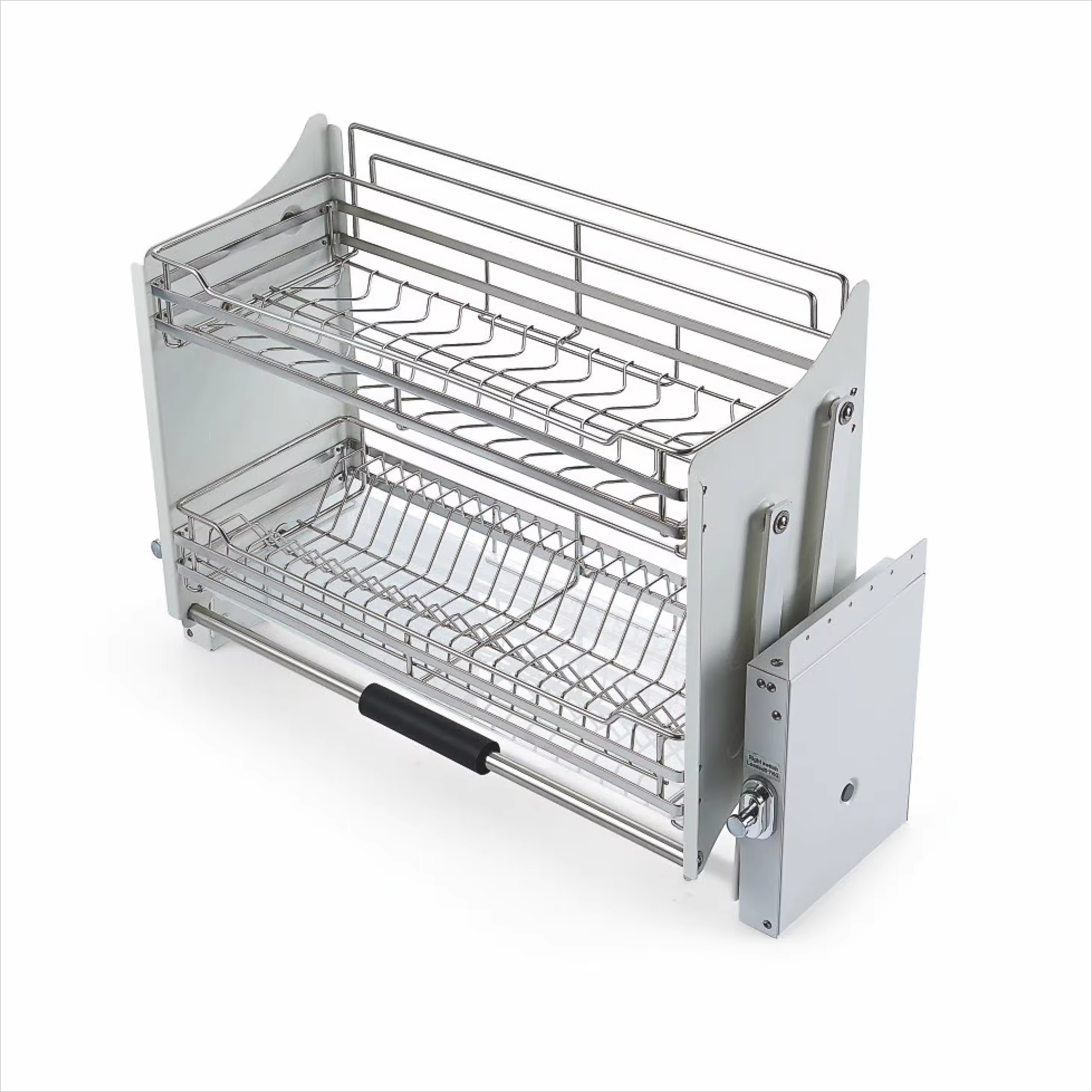 CY-204 Kitchen Cabinet Drawer Pull Out Baskets Double Top Cabinet Condiment Basket Steel Kitchen Storage Lift Aluminum