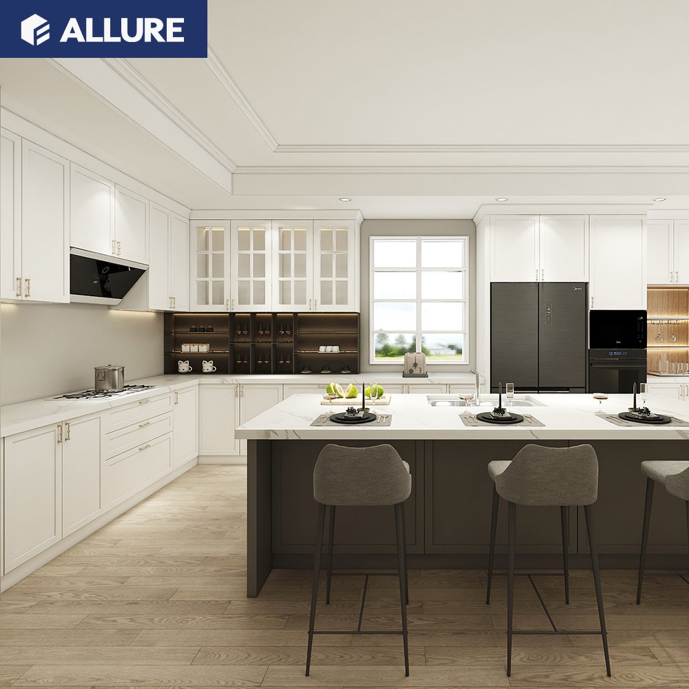 Allure Cheap Simple design Hot Sale Project Cupboard Organizer Latest Modern Furniture Cuisine Moderne