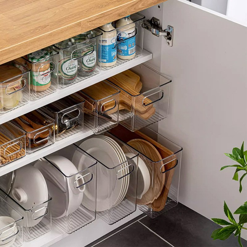 Stackable Plastic Flatware Cutlery Storage Box Divider Silverware Drawer Organizer Clear Utensil Tray for Forks Knives Tools