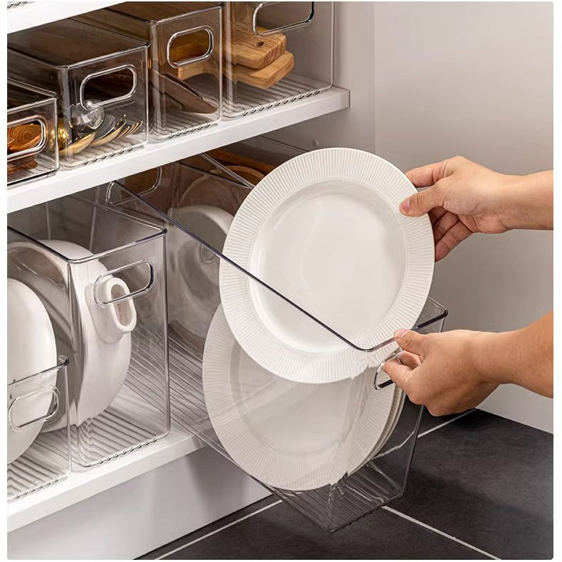 Stackable Plastic Flatware Cutlery Storage Box Divider Silverware Drawer Organizer Clear Utensil Tray for Forks Knives Tools