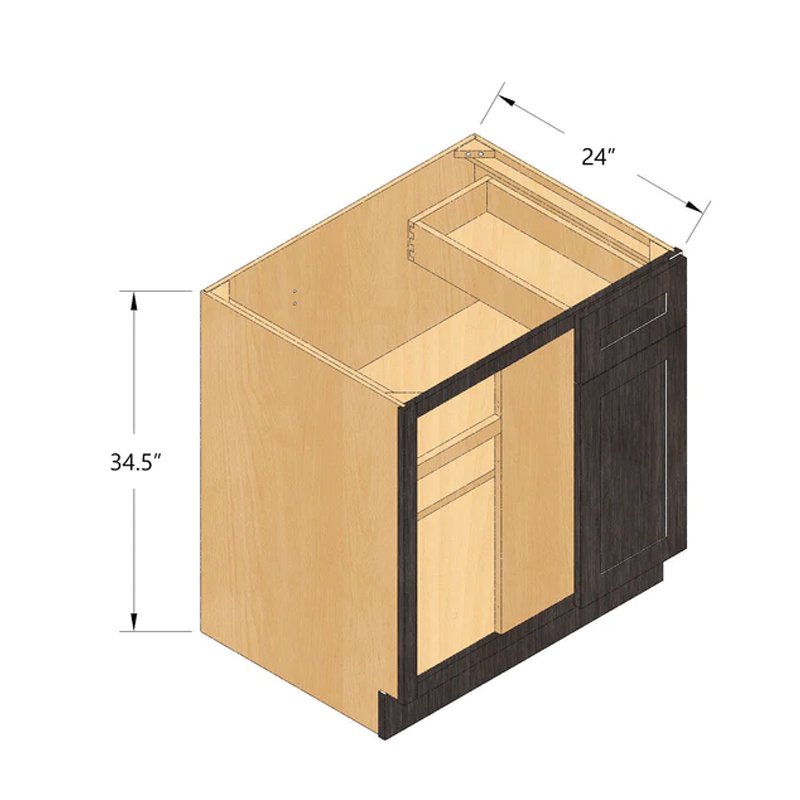 Snow White Wooden Storage Corner Base Cabinet with Double Door Countertop & Drawer Basket Graphic Design Solution