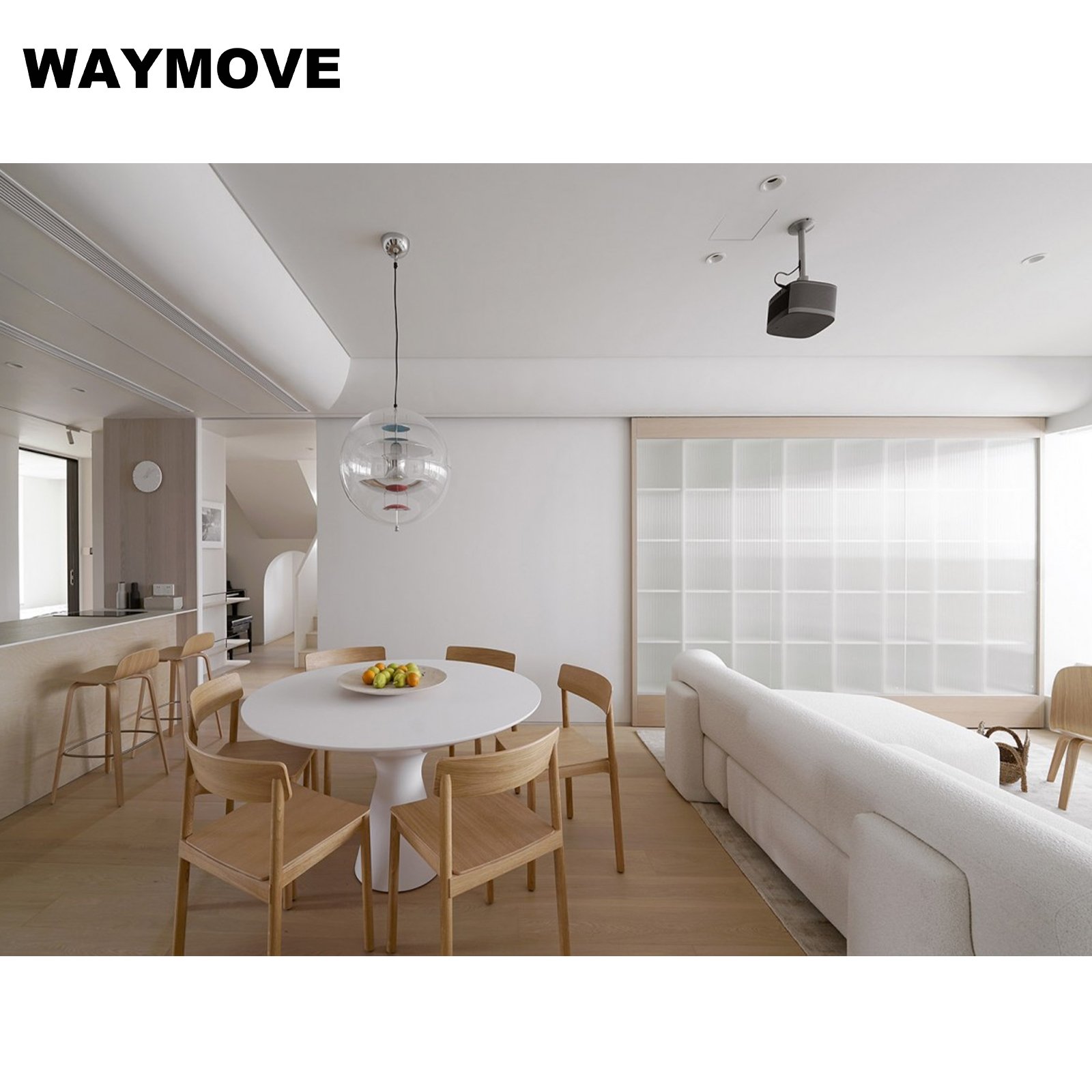 WAYMOVE Modern Pantry Cabinet with Outdoor Kitchen BBQ Island Sink Lacquer Acrylic Door Panel Hinge Faucet Accessories Apartment