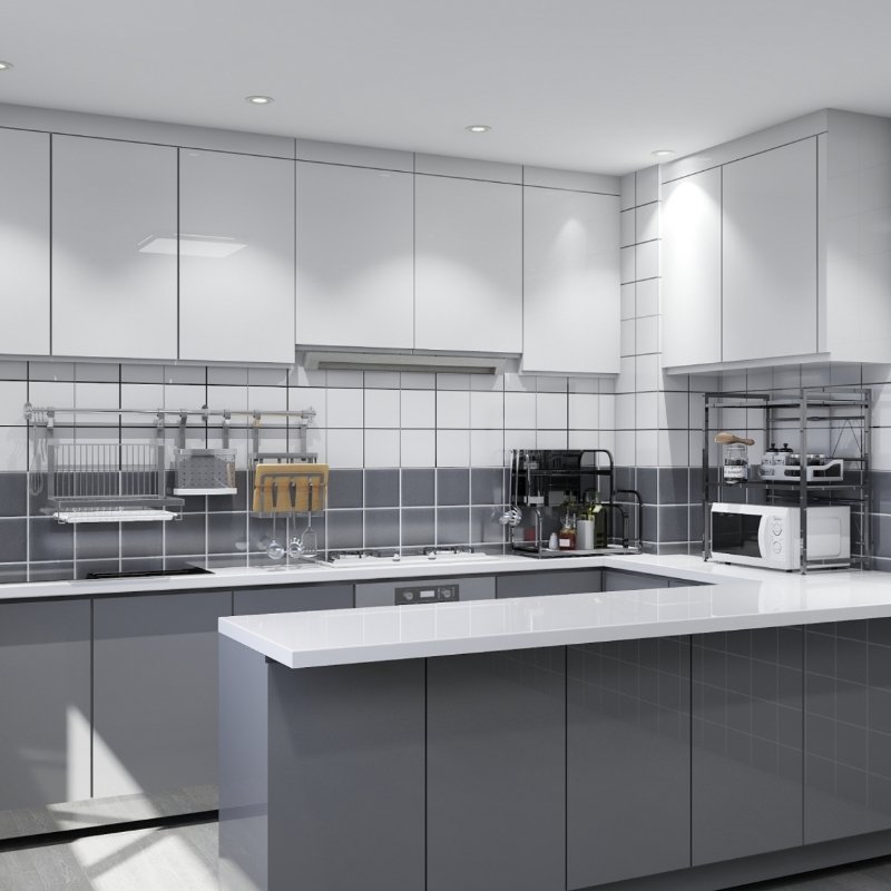 Small Upper Cabinet Gloss White Kitchen Cabinets with Glass Doors Eco-friendly Inch Modern Kitchen Cabinets & Accessories